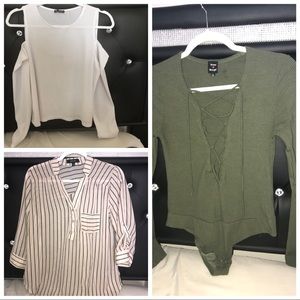 SOLD.Zara shirt + Bodysuit + See thru Stripes=$23